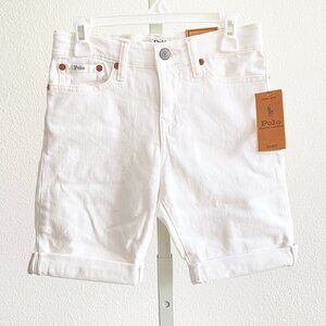Polo Ralph Lauren White Big Boys Sullivan Slim Stretch Denim Shorts Size 8